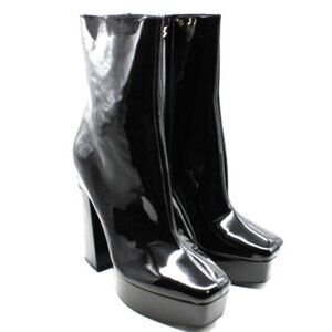 Guess Womens Black 1-1/2 Platform Cushioned Logo Byra Square Toe Block Heel Zip-